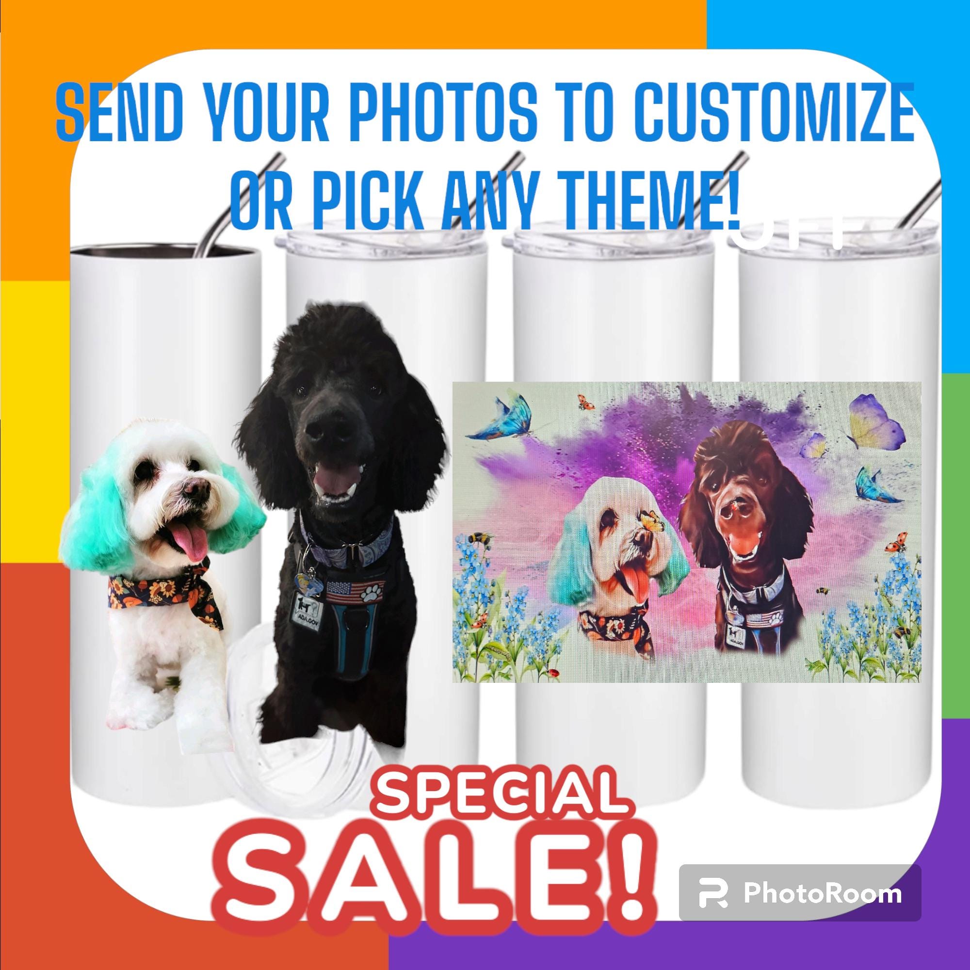 FULL Customizable 20oz Tumbler / 30oz 20oz water bottle - Ill create a design from blank (send in photos, details,  themes, etc) for you!