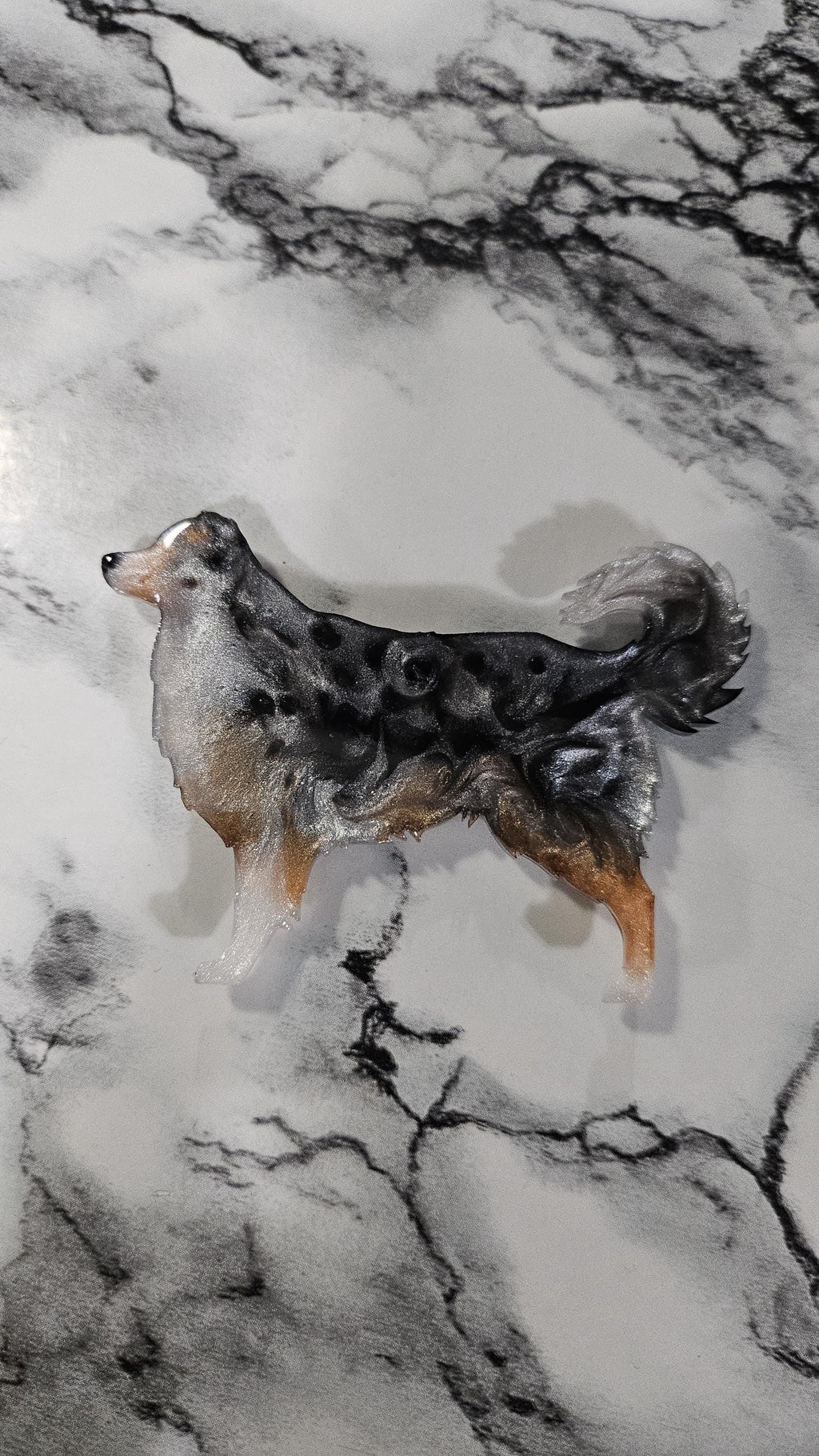 Customizable Resin Aussie / Australian Shepherd-with & w/o tail Keychain or 3D magnet (send photos or pick any color)