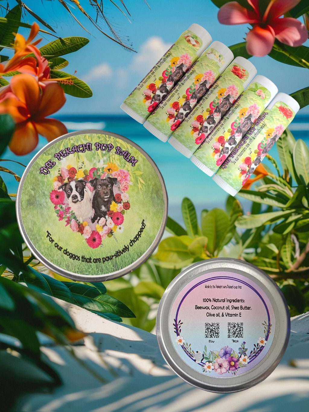 The Pekachi Pup Balm - Paw and snout balm for dogs 2oz or The Pekachi Lip Balm for Hoomans 0.15 - Soothing, healing, all natural balm!