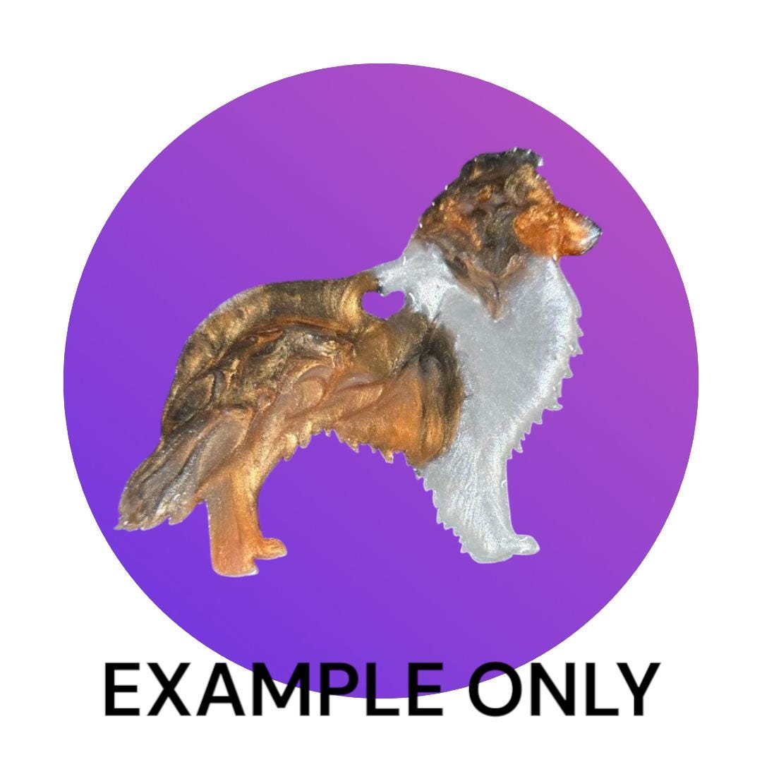 Customizable Resin Rough Collie - Keychain or 3D magnet (send photos or pick any color)