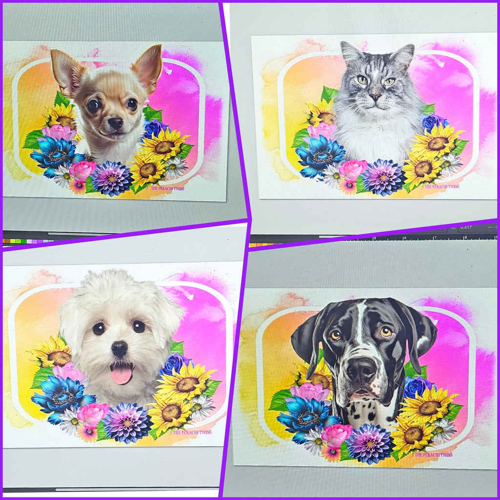 Customizable Summer/Spring Design Tumbler- pick any pet in the middle or send in headshot of your pet!