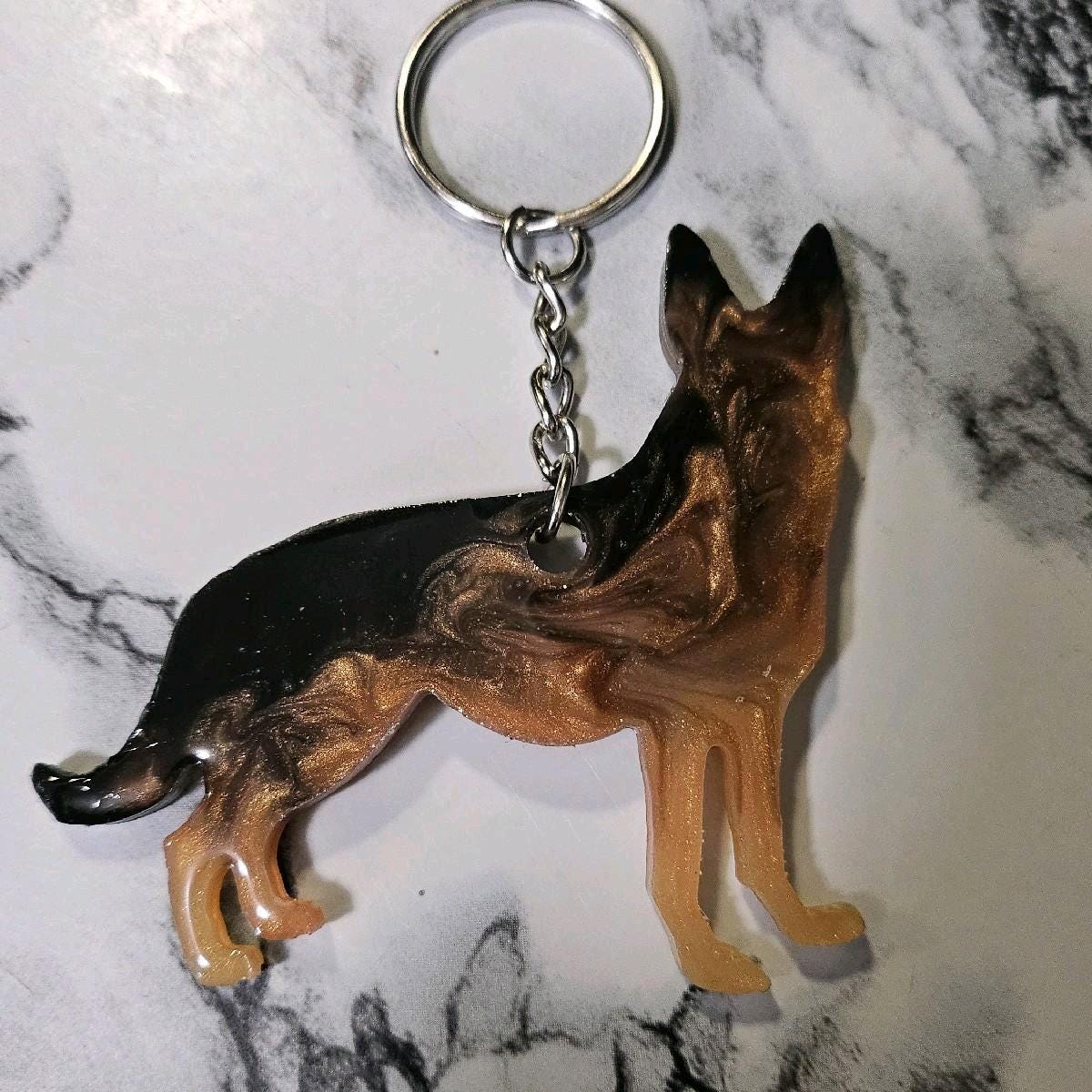 Customizable Resin German Shepherd- Keychain or 3D magnet (send photos or pick any color)