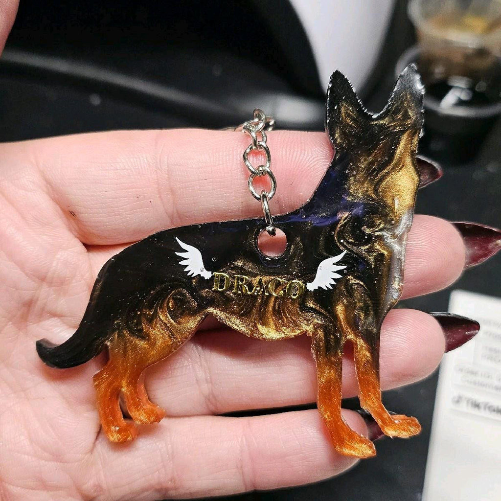 Customizable Resin German Shepherd- Keychain or 3D magnet (send photos or pick any color)