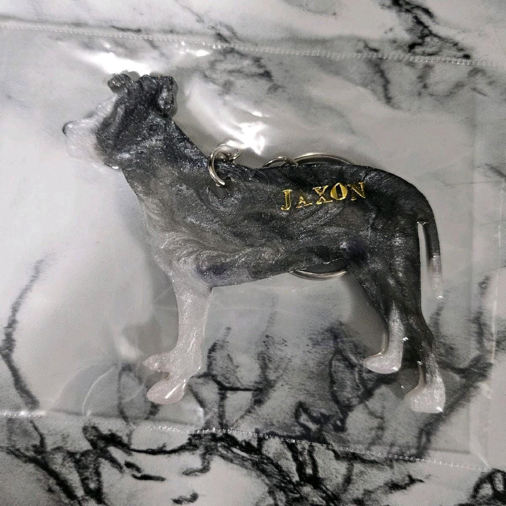Customizable Resin Pitbull/Staffy - Keychain or 3D magnet (send photos or pick any color)
