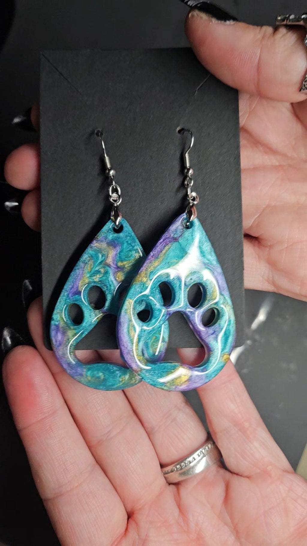 Customizable Paw print dangle Earrings