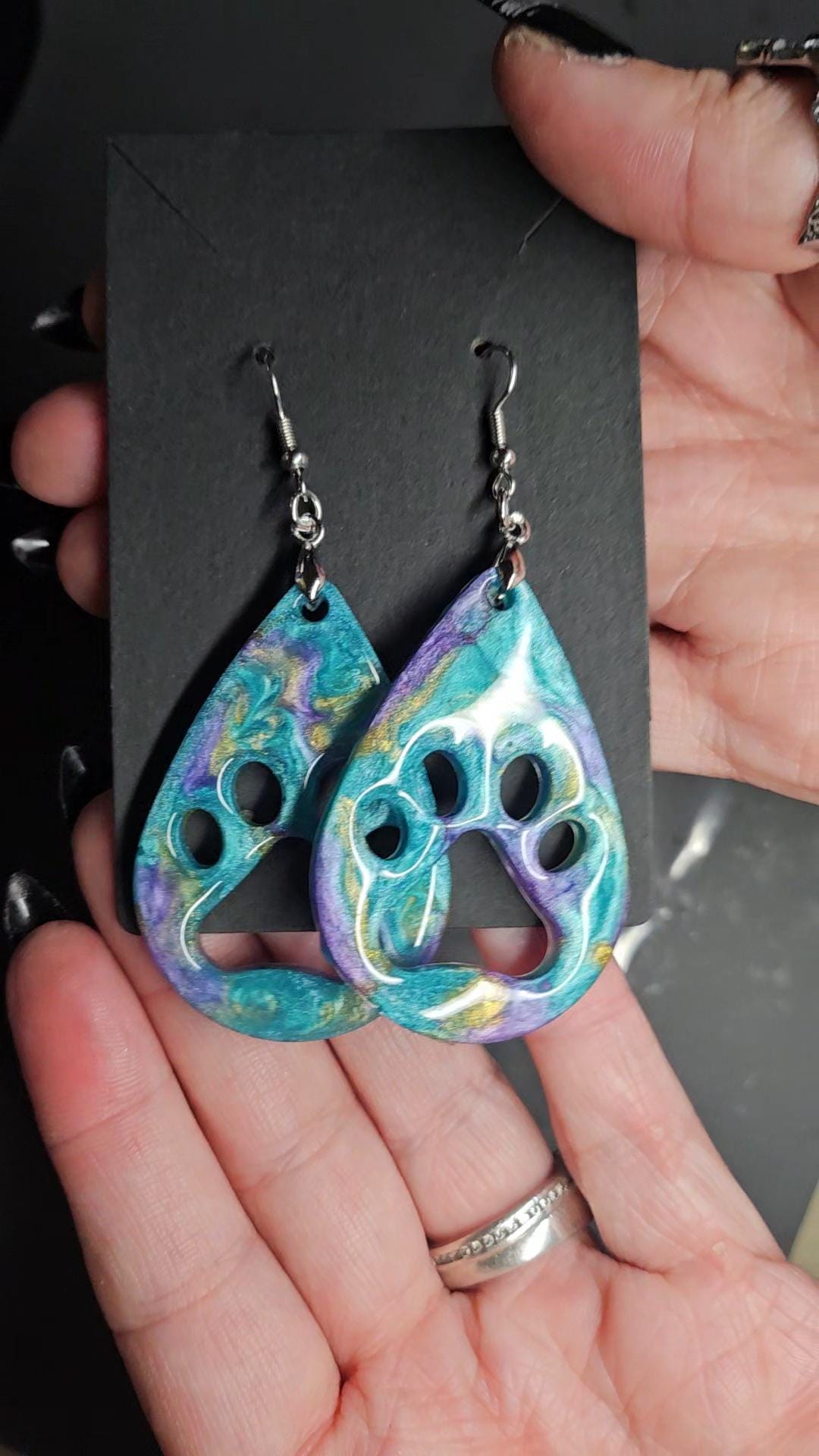 Customizable Paw print dangle Earrings