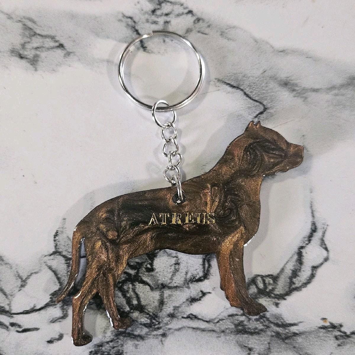Customizable Resin Pitbull/Staffy - Keychain or 3D magnet (send photos or pick any color)