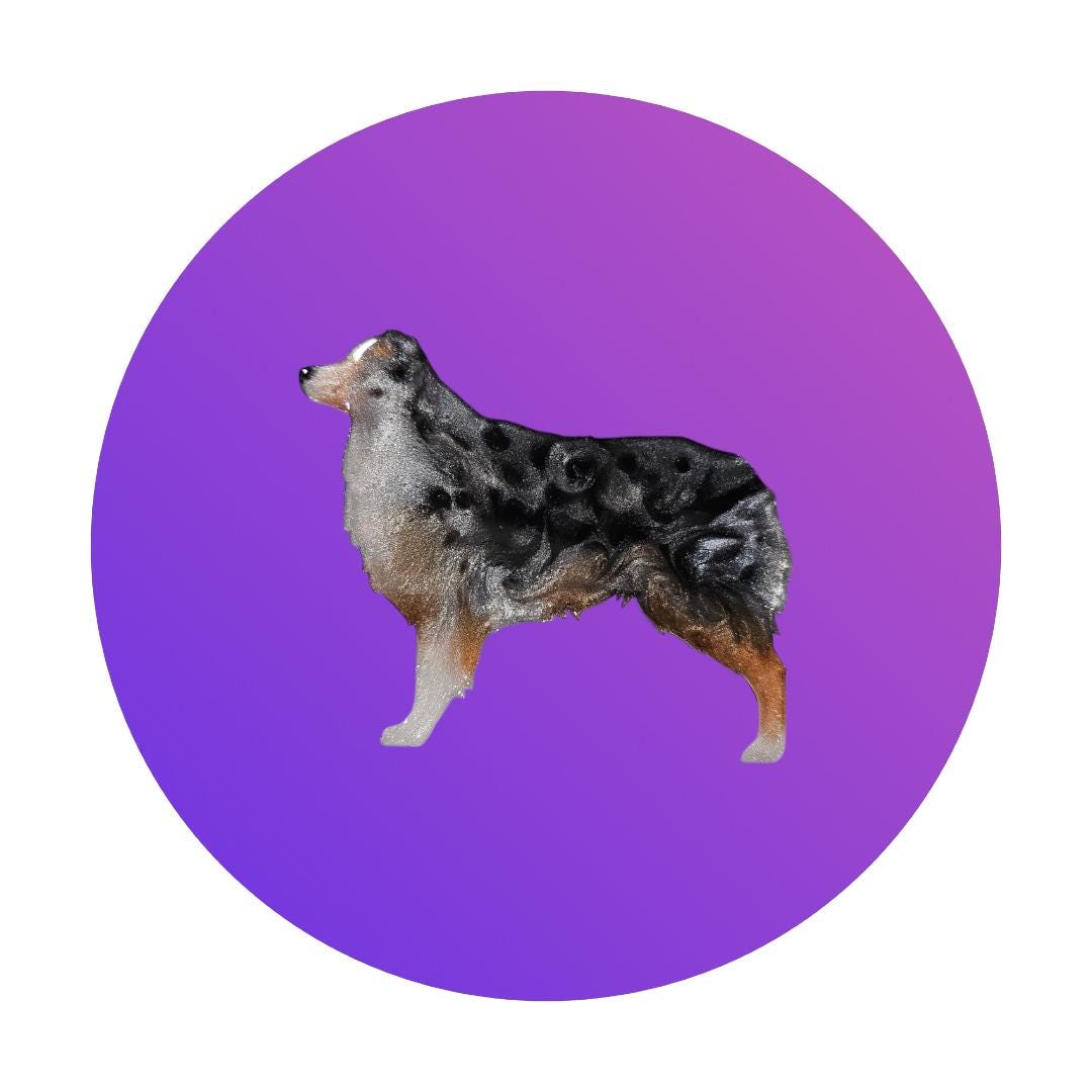 Customizable Resin Aussie / Australian Shepherd-with & w/o tail Keychain or 3D magnet (send photos or pick any color)