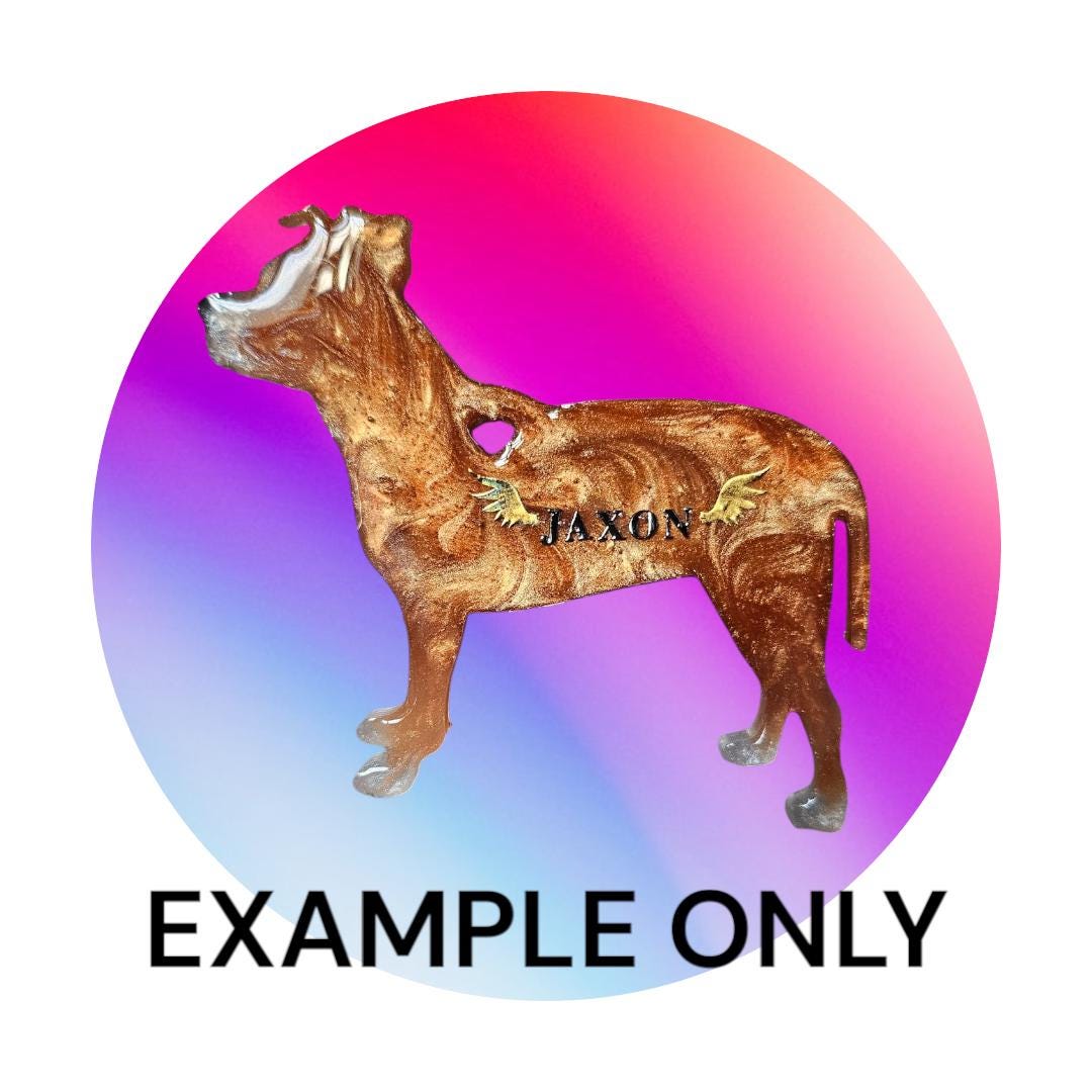 Customizable Resin Pitbull/Staffy - Keychain or 3D magnet (send photos or pick any color)