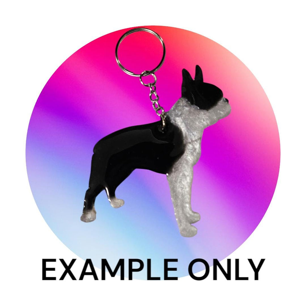 Customizable Resin Boston Terrier- Keychain or 3D magnet (send photos or pick any color)