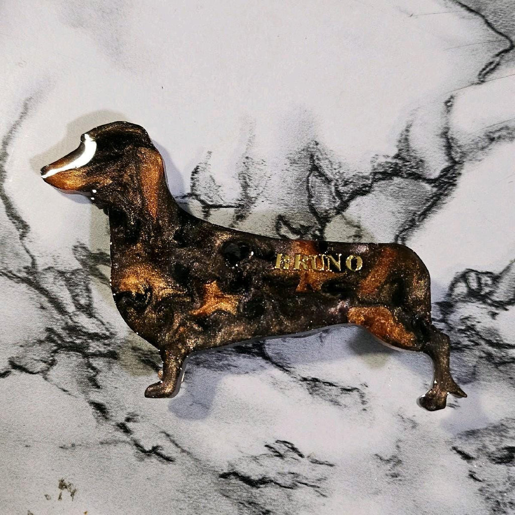 Customizable Resin Dachshund- Keychain or 3D magnet (send photos or pick any color)