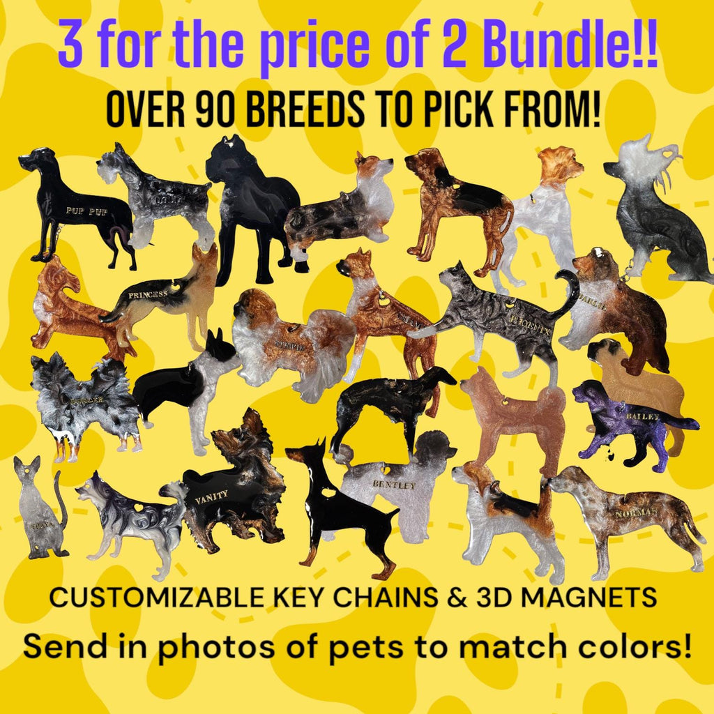 Customizable Resin (Pack of 3) BUY 2 get 1 FREEEE BOGO Bundle - Keychain or 3D magnet (send photos or pick any color)
