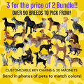 Customizable Resin (Pack of 3) BUY 2 get 1 FREEEE BOGO Bundle - Keychain or 3D magnet (send photos or pick any color)