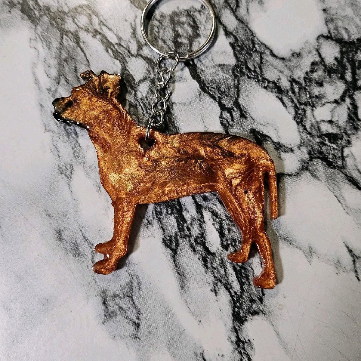 Customizable Resin Pitbull/Staffy - Keychain or 3D magnet (send photos or pick any color)