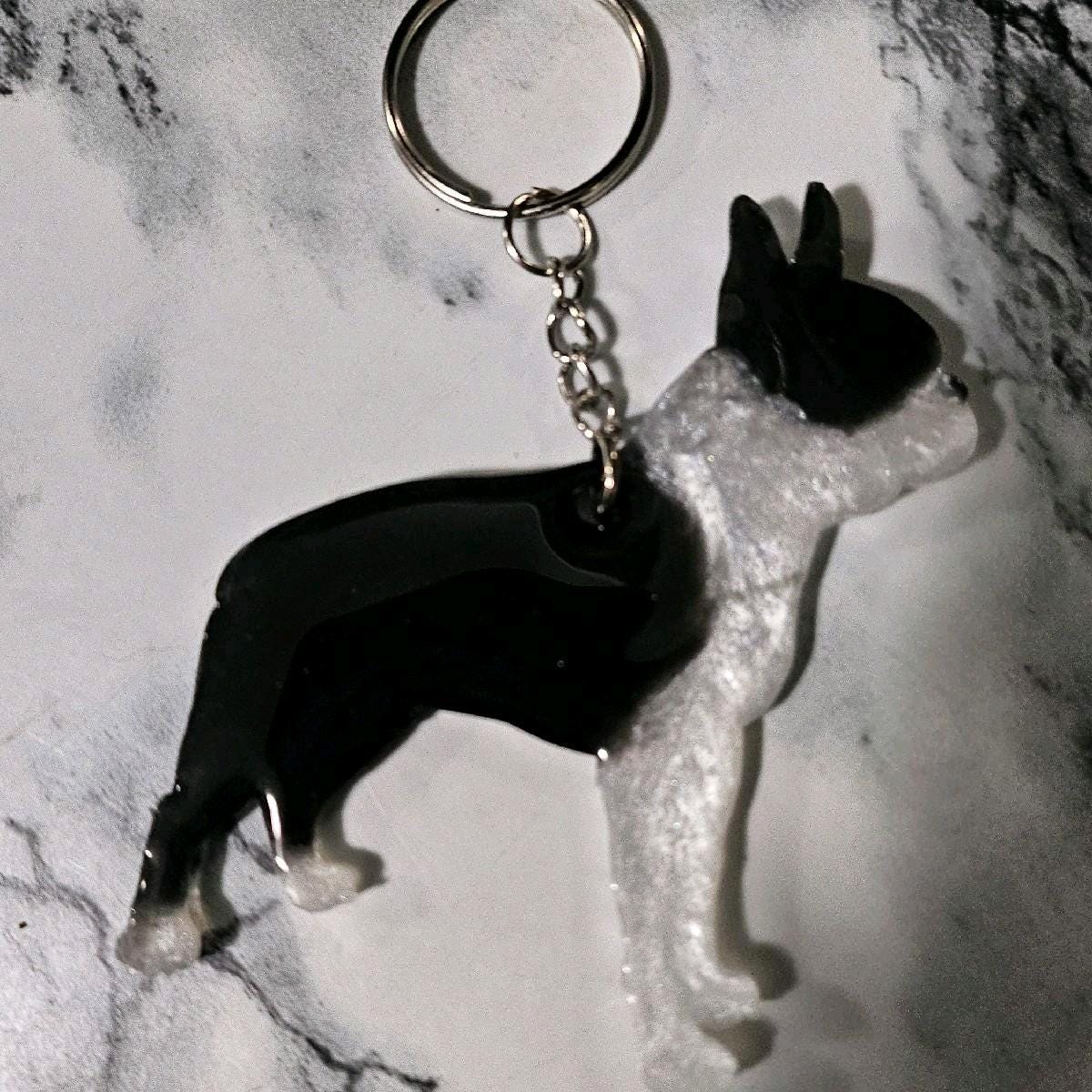Customizable Resin Boston Terrier- Keychain or 3D magnet (send photos or pick any color)