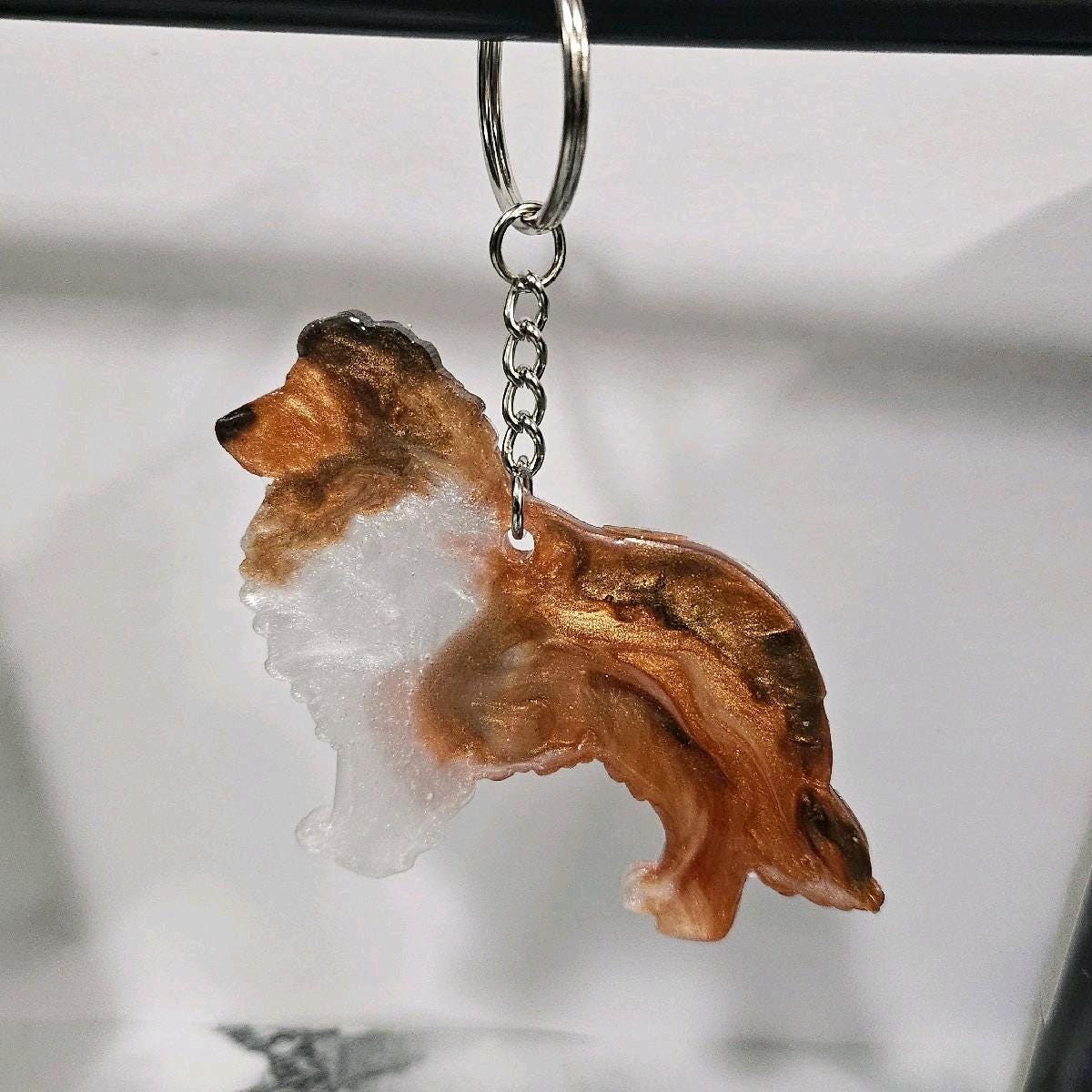 Customizable Resin Rough Collie - Keychain or 3D magnet (send photos or pick any color)