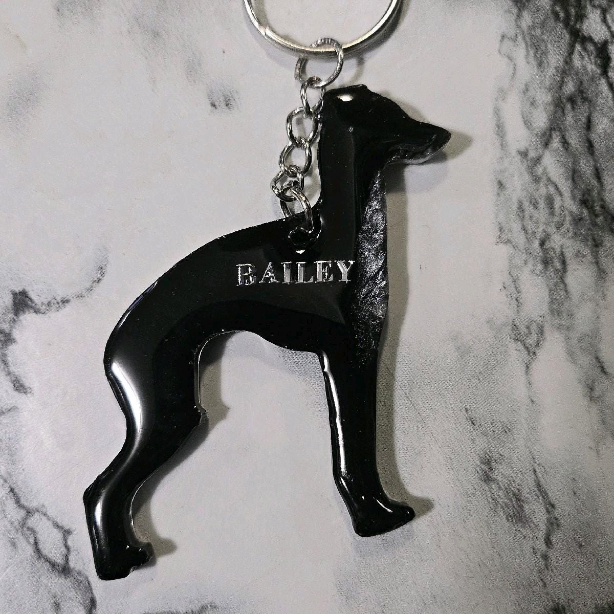 Customizable Resin Greyhound - Keychain or 3D magnet (send photos or pick any color)