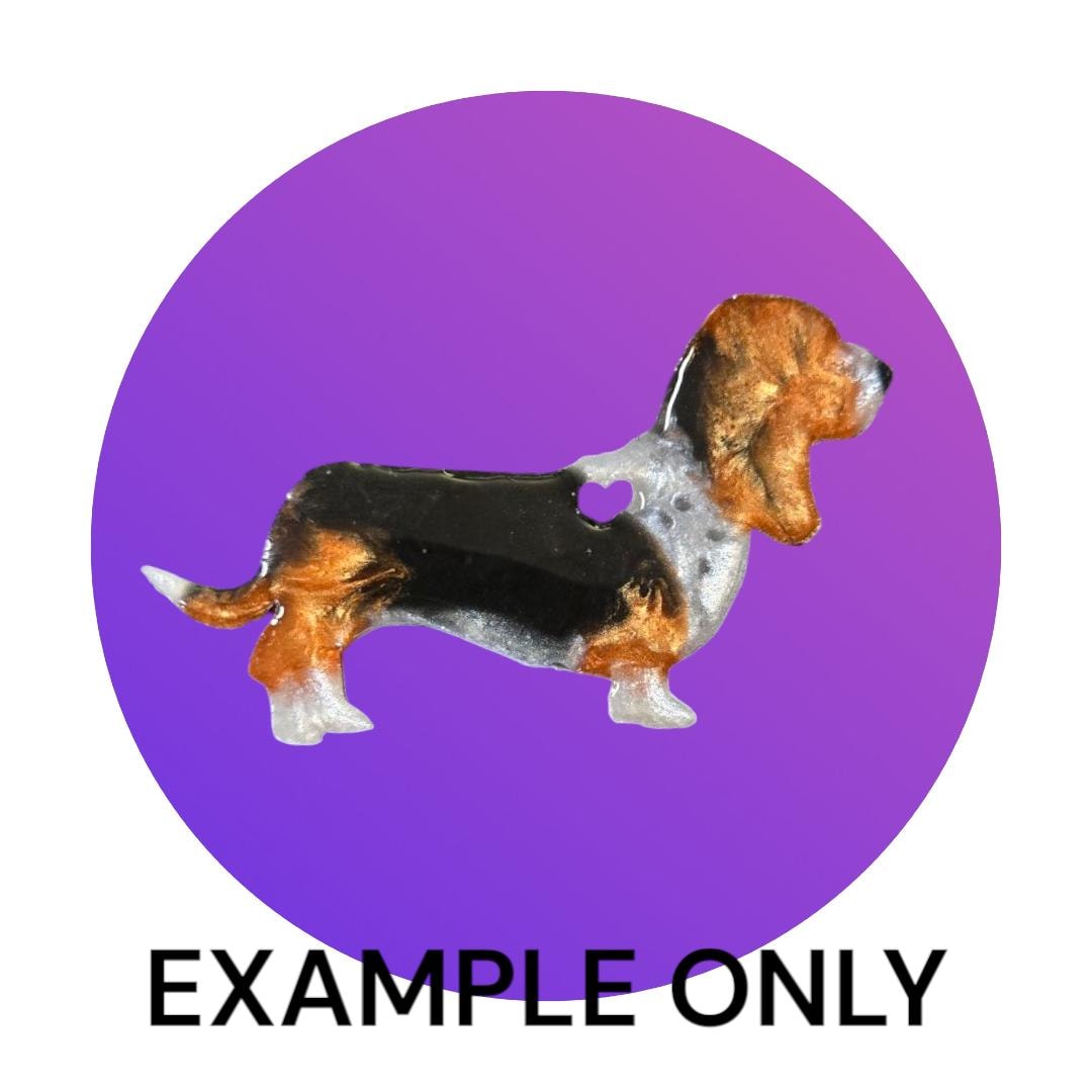 Customizable Resin Basset Hound - Keychain or 3D magnet (send photos or pick any color)