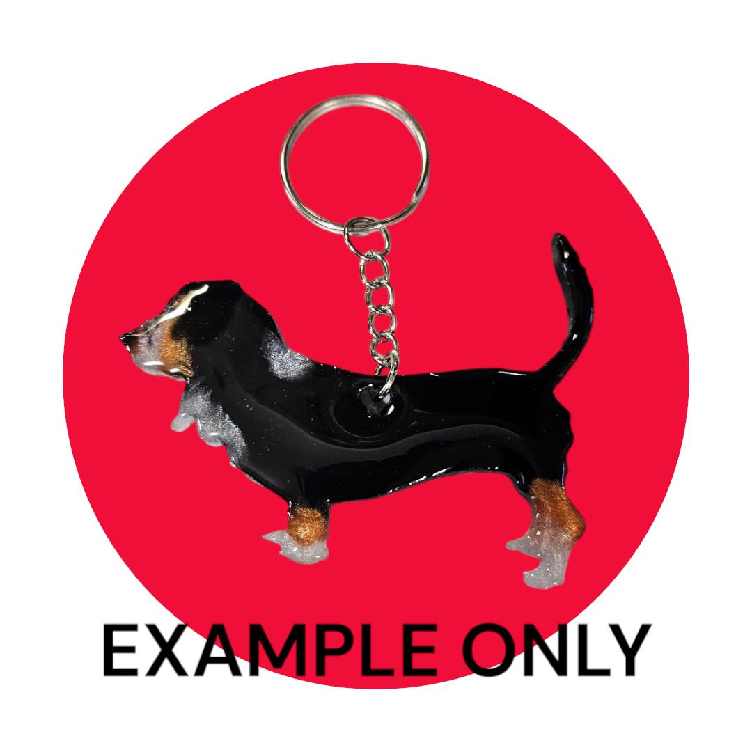 Customizable Resin Basset Hound - Keychain or 3D magnet (send photos or pick any color)