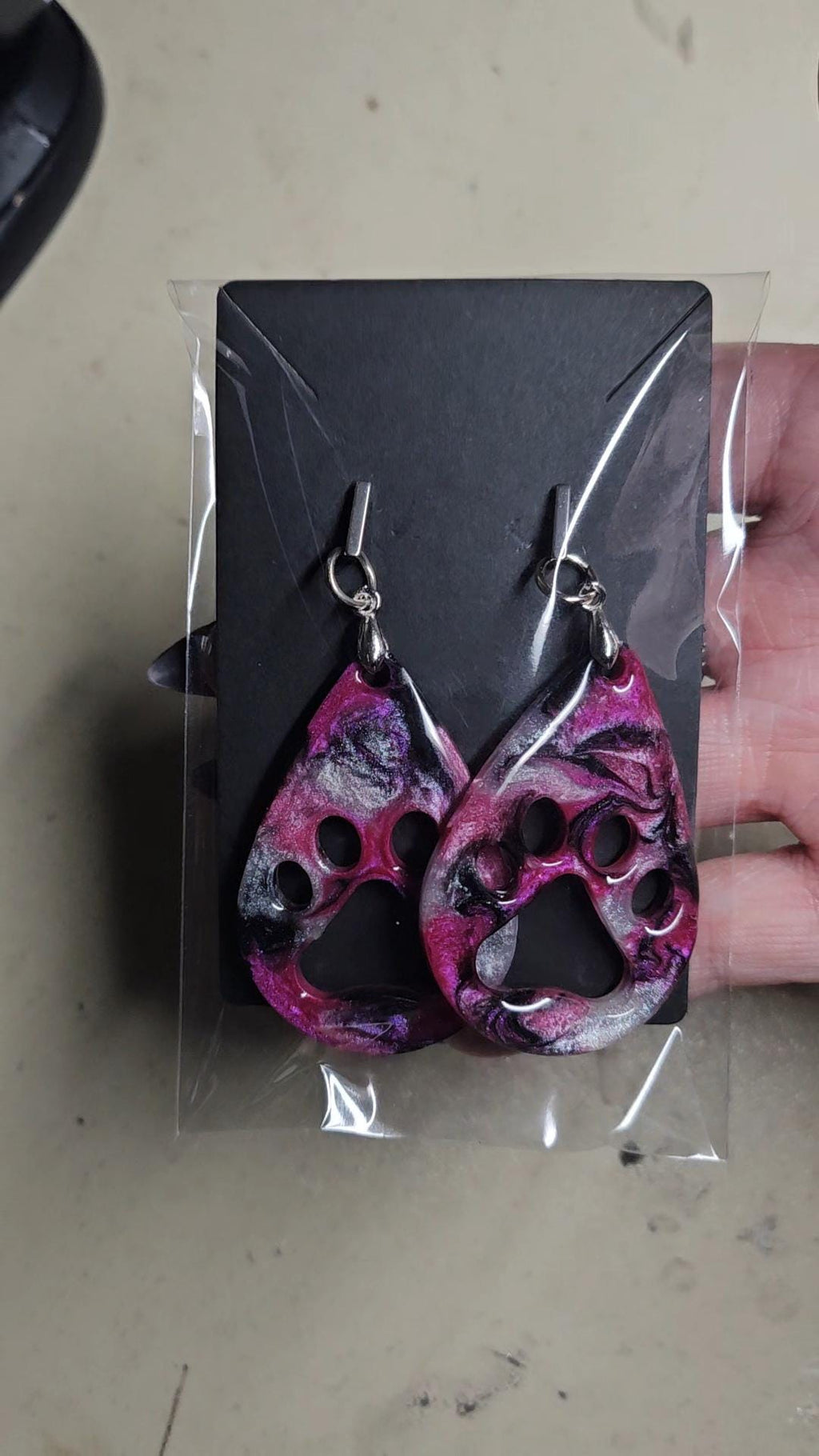 Customizable Paw print dangle Earrings
