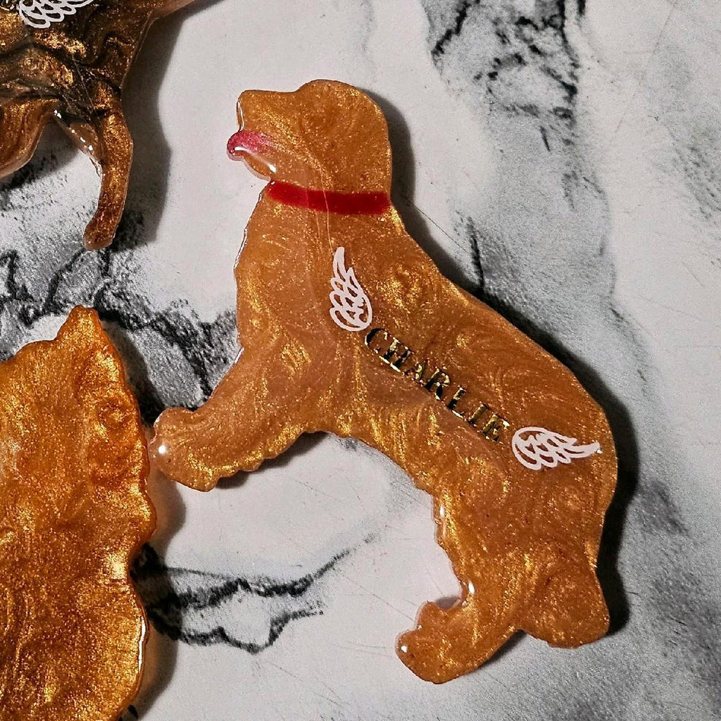 Customizable Resin Golden Retriever - Keychain or 3D magnet (send photos or pick any color)