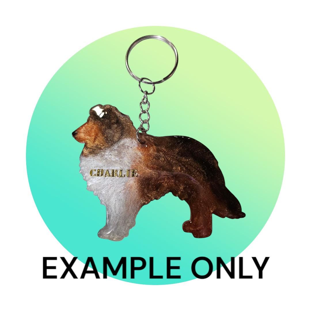 Customizable Resin Rough Collie - Keychain or 3D magnet (send photos or pick any color)