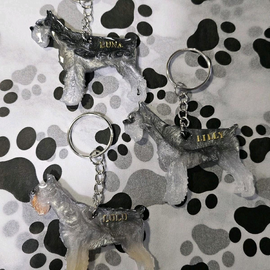 Customizable Resin Schnauzer - Keychain or 3D magnet (send photos or pick any color)