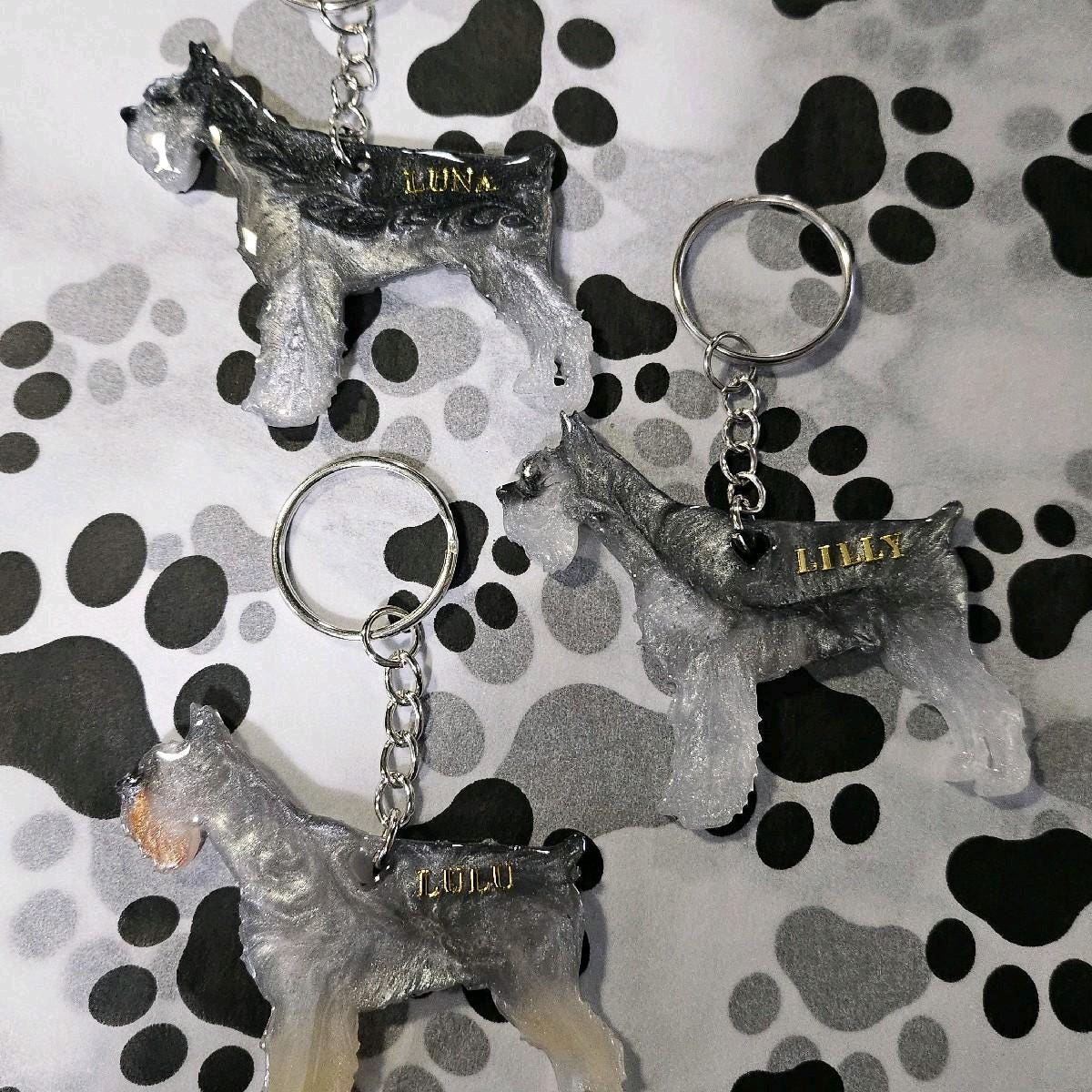 Customizable Resin Schnauzer - Keychain or 3D magnet (send photos or pick any color)