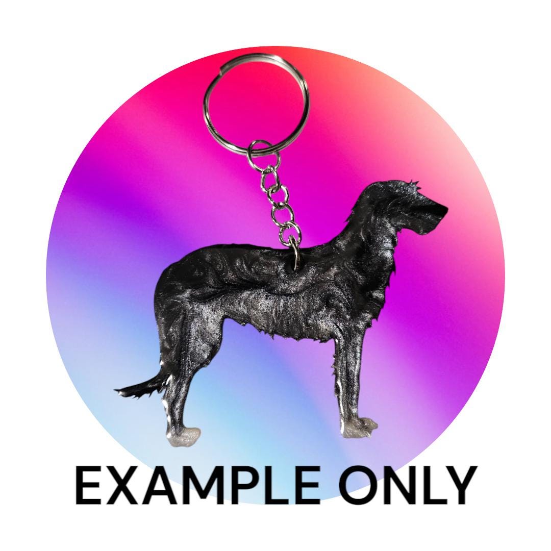 Customizable Resin Irish Wolfhound- Keychain or 3D magnet (send photos or pick any color)