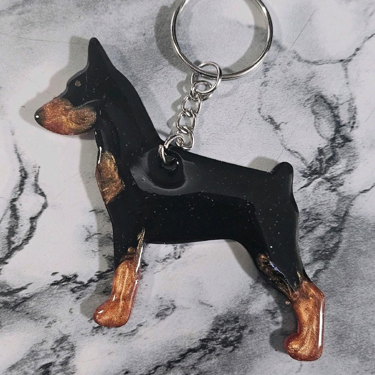 Customizable Resin Miniature Pinscher - Keychain or 3D magnet (send photos or pick any color)