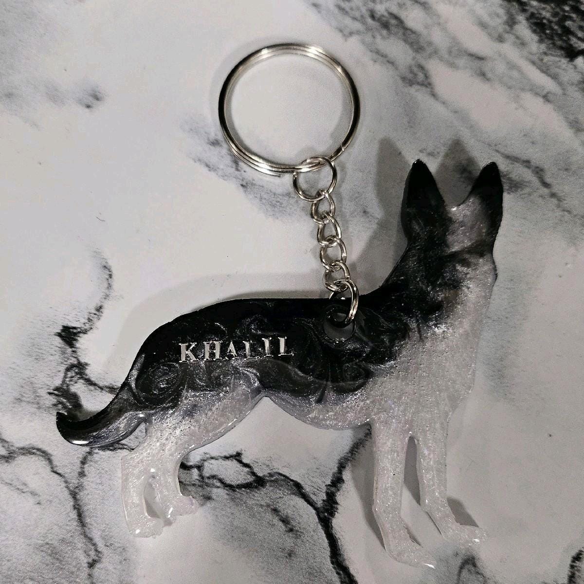Customizable Resin German Shepherd- Keychain or 3D magnet (send photos or pick any color)