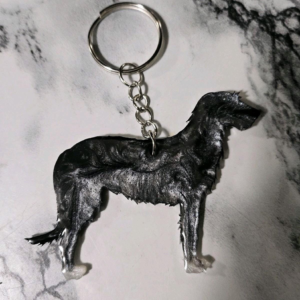 Customizable Resin Irish Wolfhound- Keychain or 3D magnet (send photos or pick any color)
