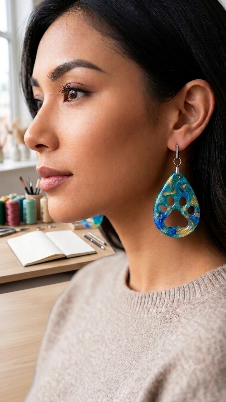Customizable Paw print dangle Earrings